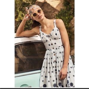 Maeve By Anthropology Womens Midi Dress in White and Blue Size 2